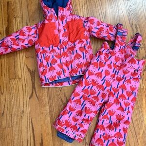 Hanna Andersson Pink and Blue Floral Snowsuit
